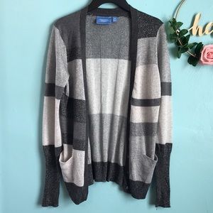 SimplyVera Vera Wang Grey Metallic Cardigan Sweater